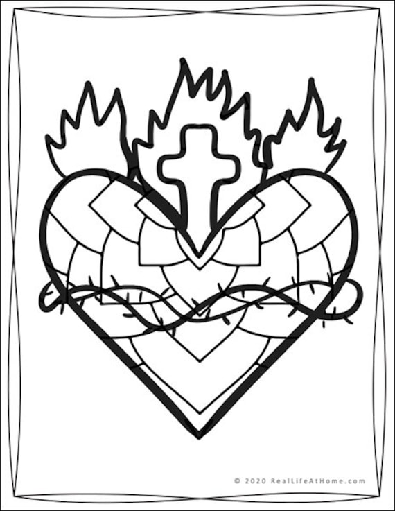 Sacred heart of jesus coloring book for kids and adults download now