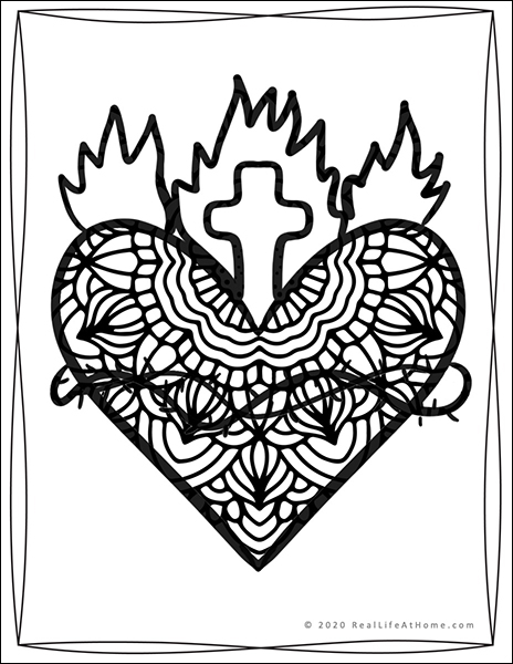 Sacred heart of jesus coloring book for kids and adults