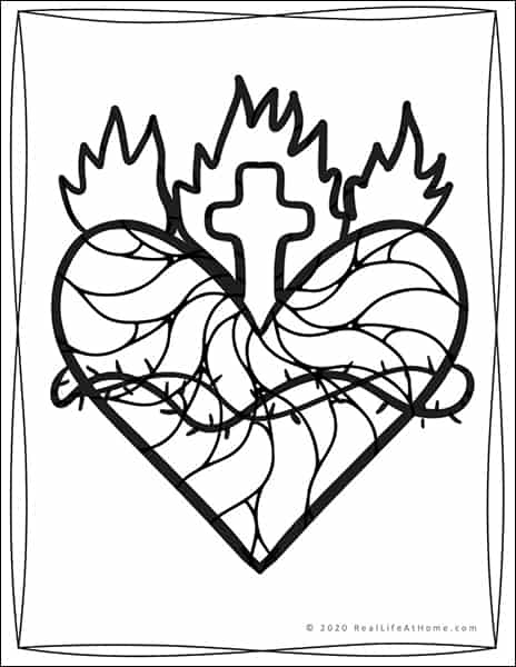 Sacred heart coloring pages for kids and adults different designs