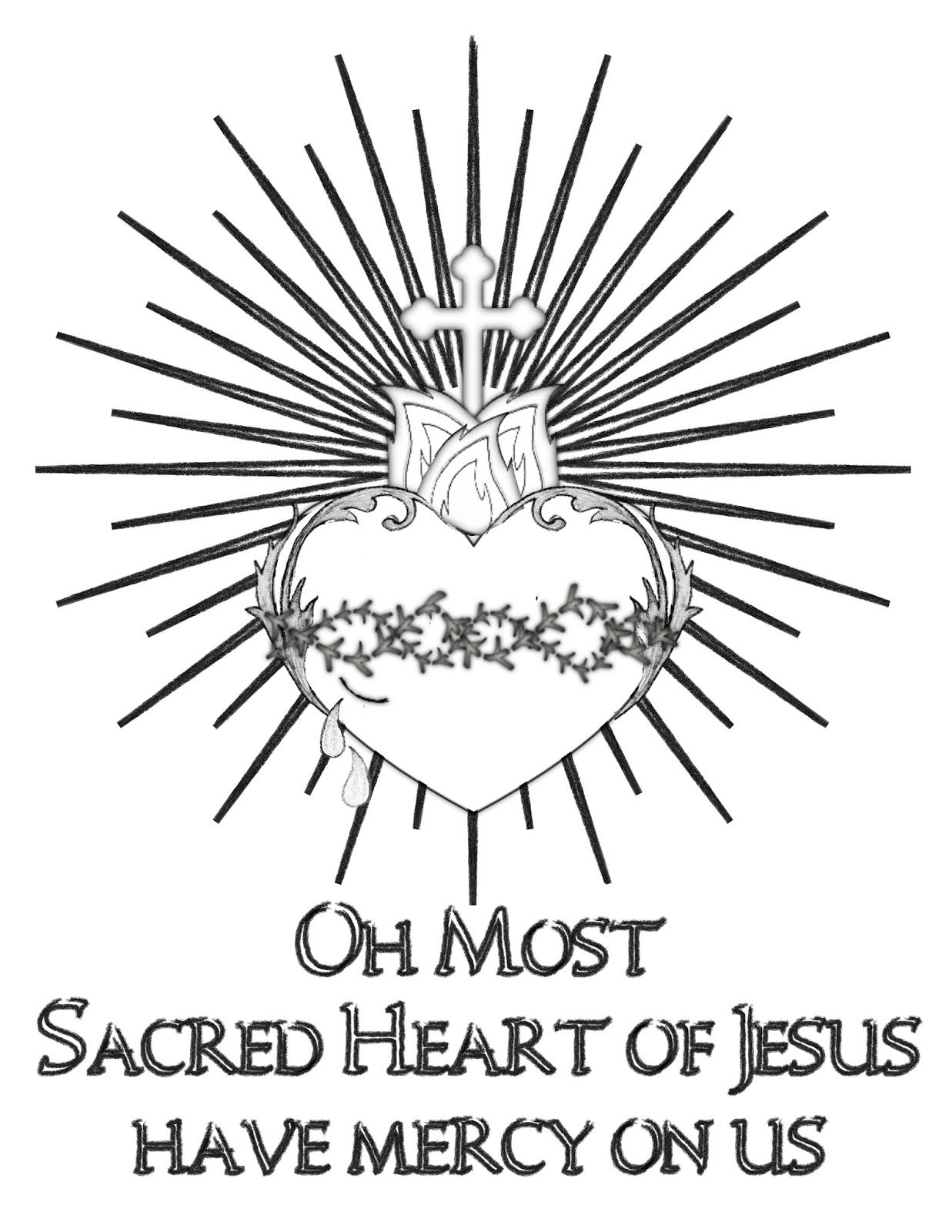 Free sacred heart of jesus coloring page sacred heart tattoos heart of jesus jesus coloring pages