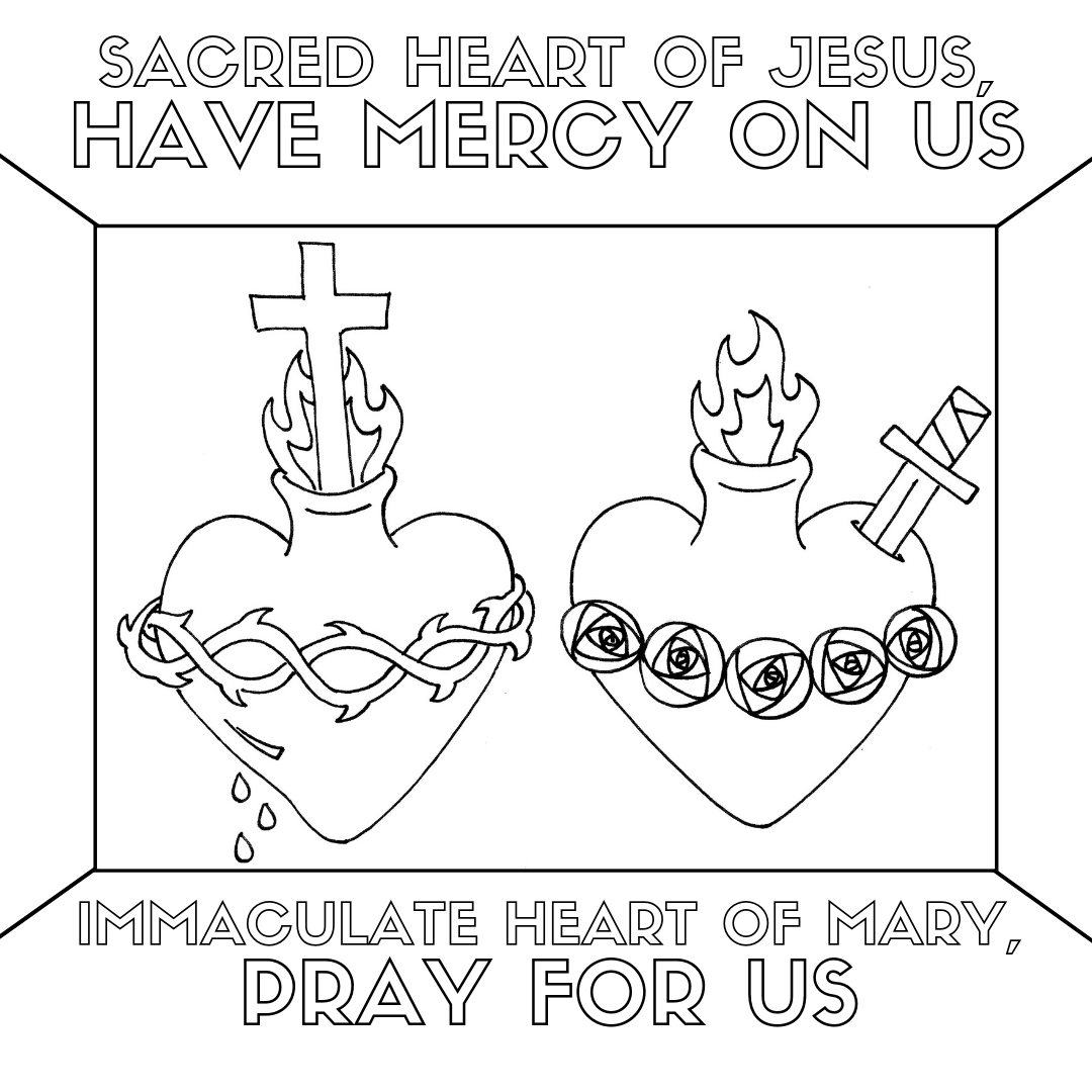 Sacred heart immaculate heart coloring page â paschal disciple co