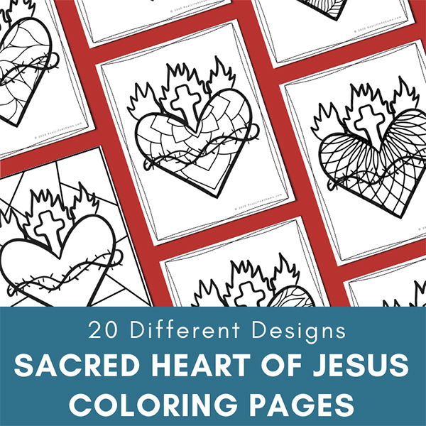 Sacred heart of jesus coloring book for kids and adults