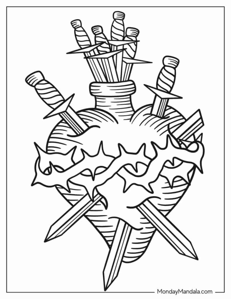 Heart coloring pages free pdf printables