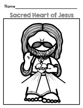 The sacred heart of jesus coloring pages color by number and craft