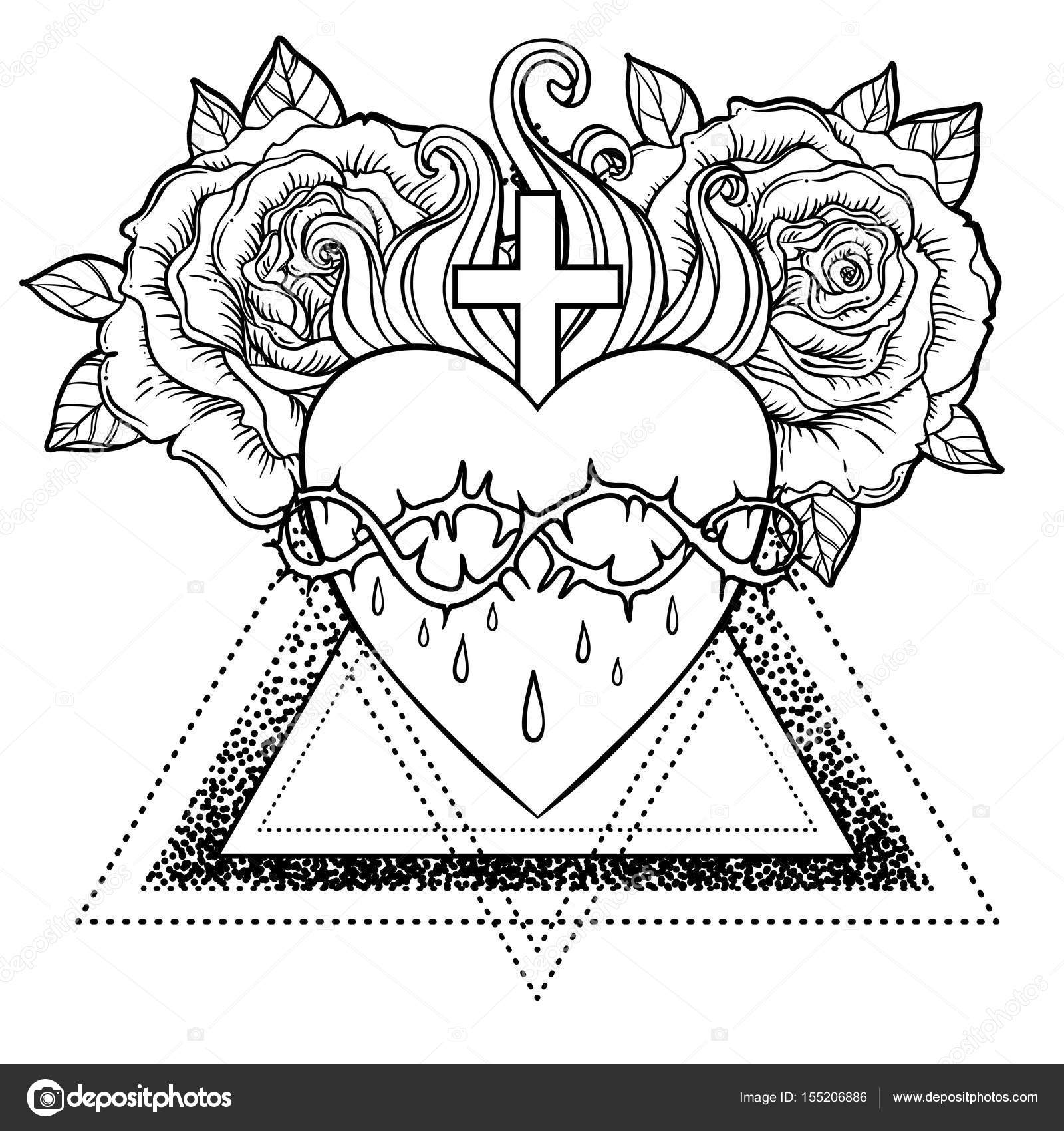 Sacred heart of jesus vector illustration isolated on white ove stock vector by vgorbash