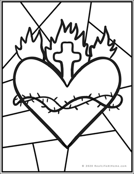 Sacred heart of jesus coloring pages different designs tpt