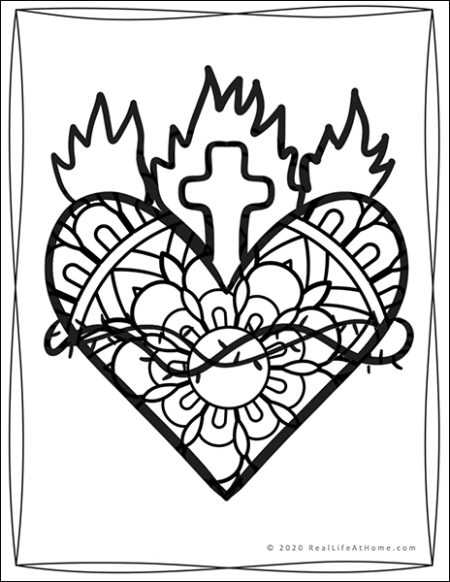 Sacred heart of jesus coloring book for kids and adults
