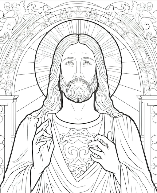 Premium ai image coloring book page jesus