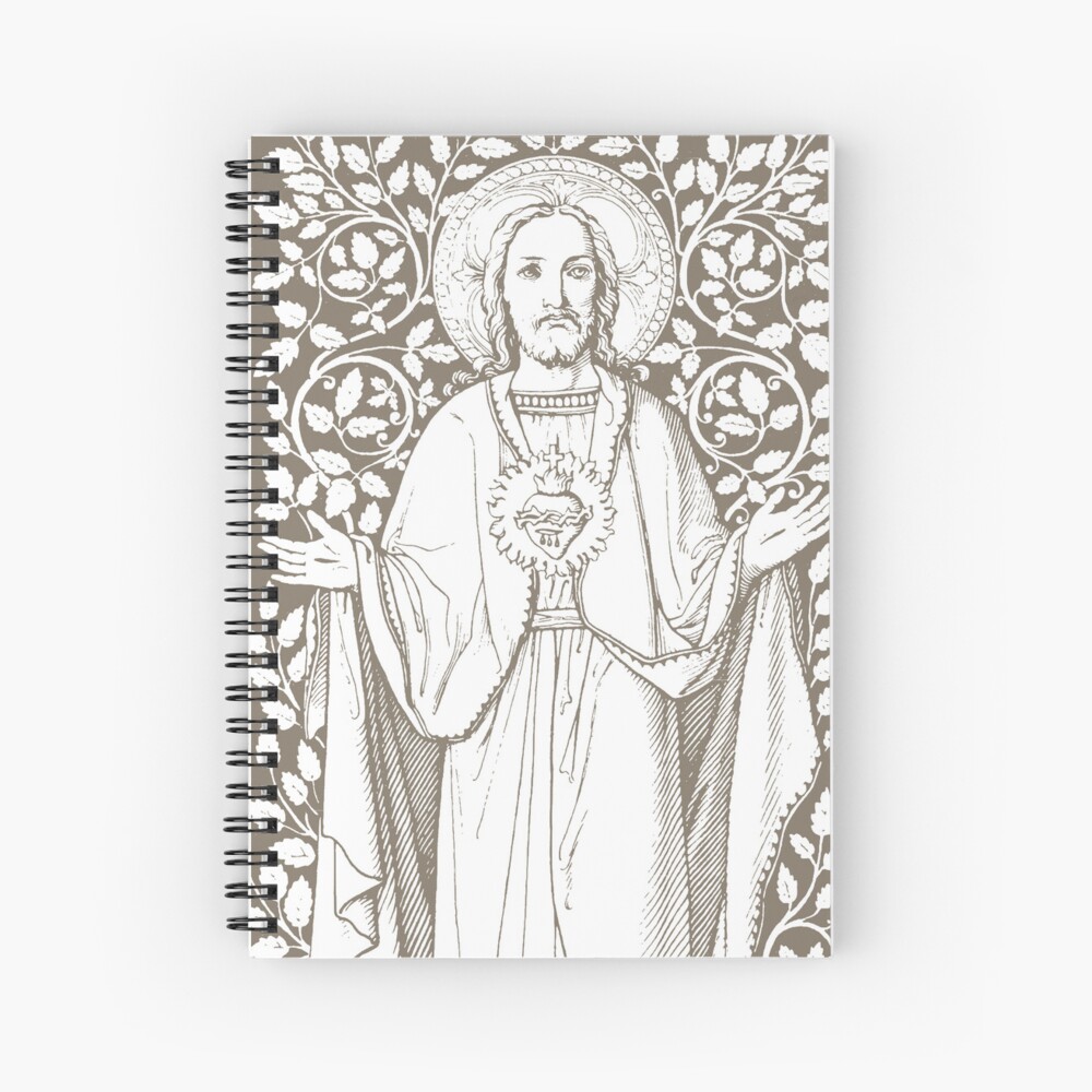 Jesus christ with his sacred heart spiral notebook for sale by beltschazar