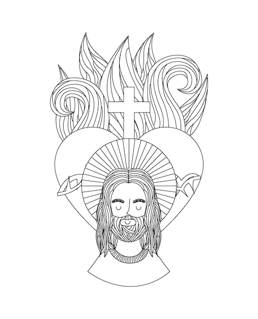 Premium vector jesus christ man and sacred heart icon