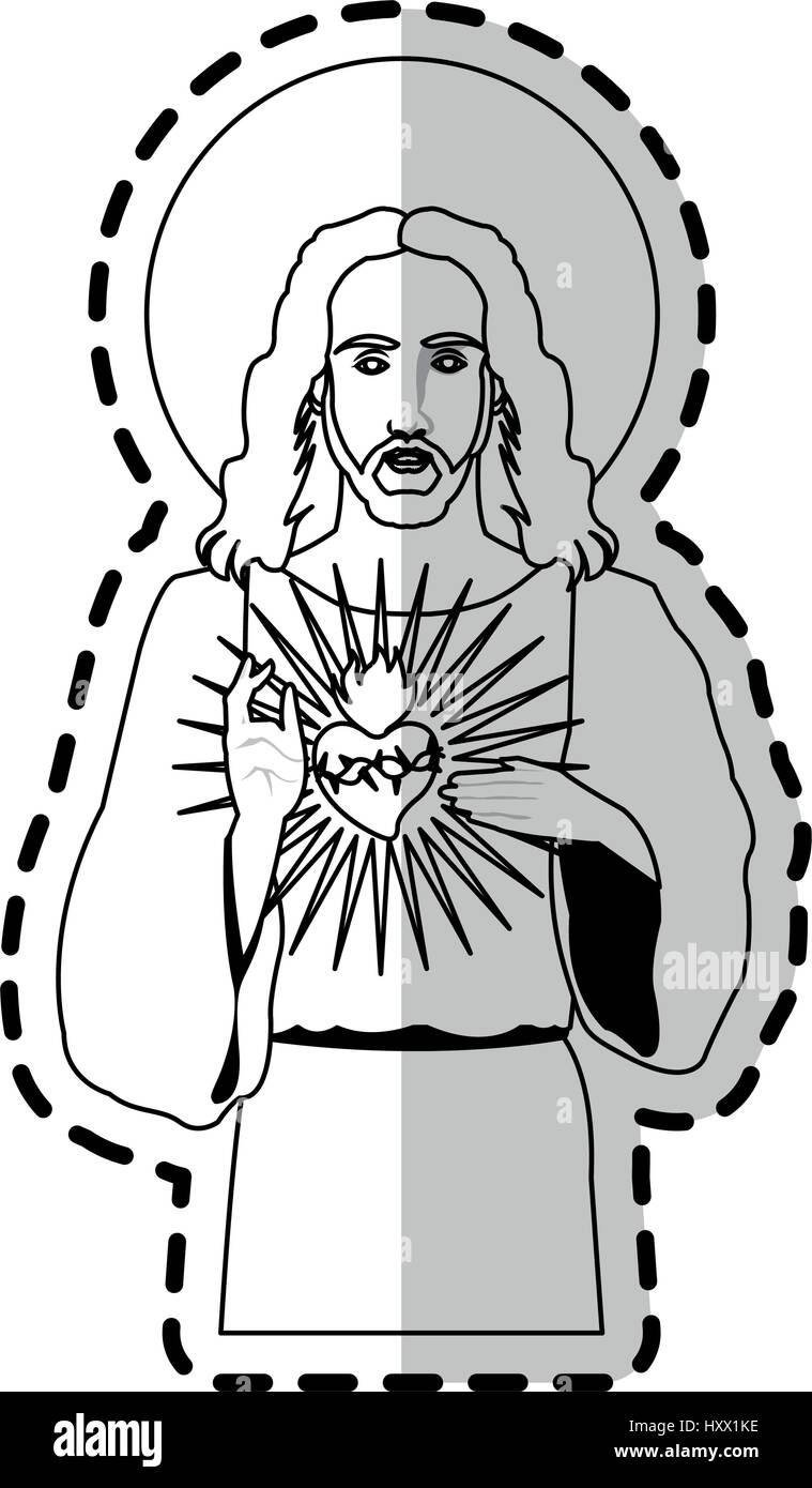 Jesus christ holding sacred heart christian icon image vector illustration design stock vector image art