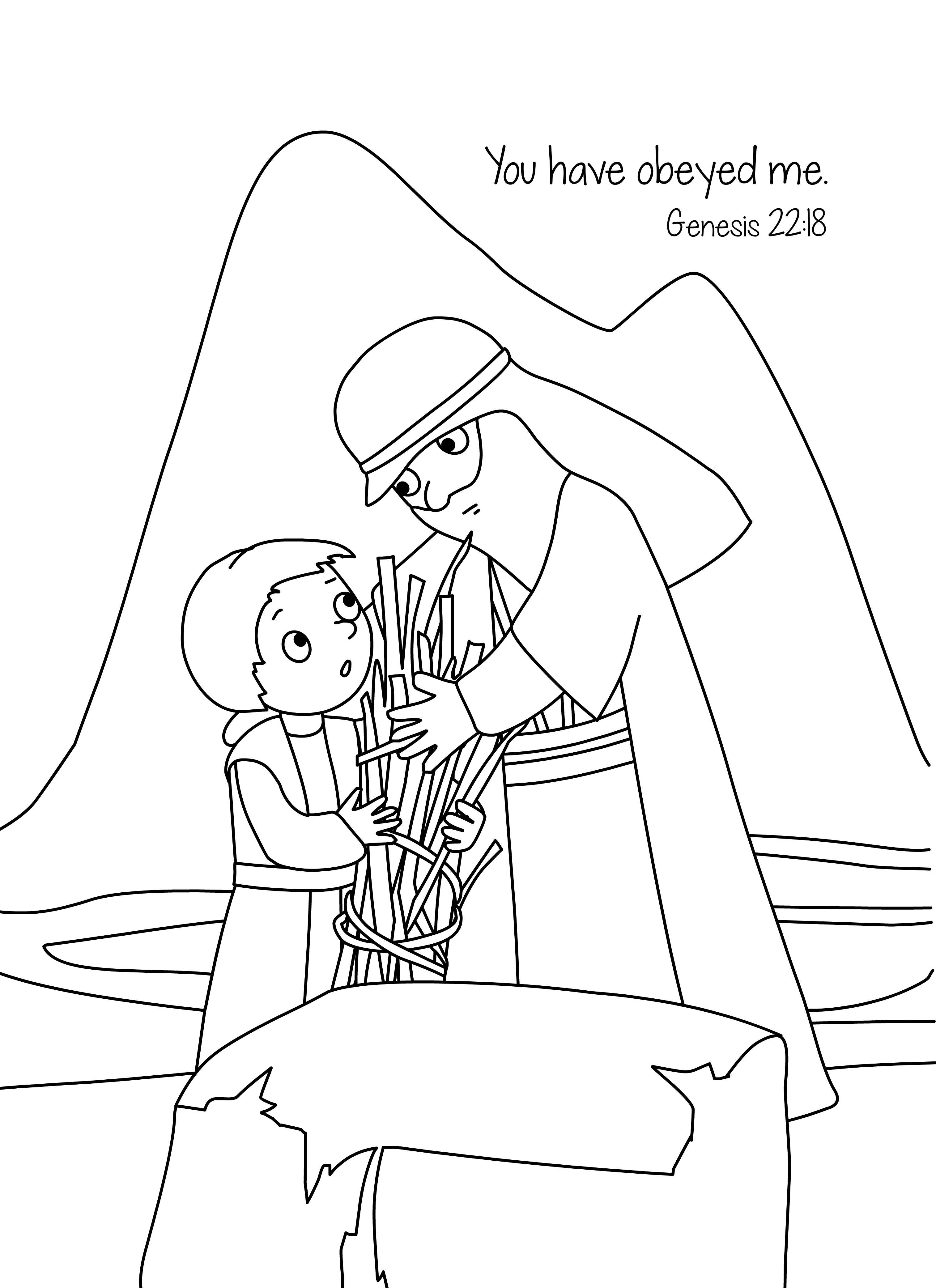Bible memory verse coloring page isaac the sacrifice free childrens videos activities