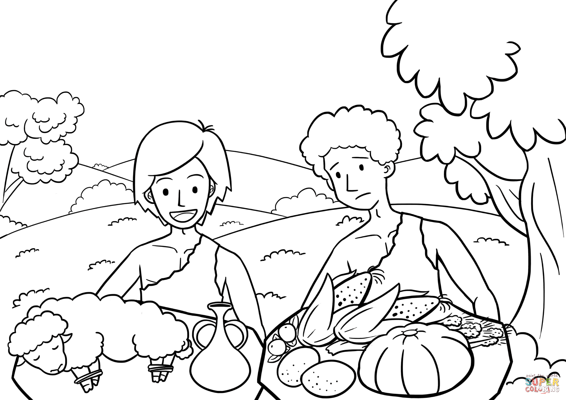Cain and abel the way of sacrifice coloring page free printable coloring pages