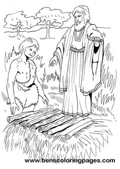 Abraham sacrifices isaac bible coloring page