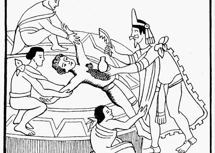 Mexico aztec sacrifice greeting card by granger