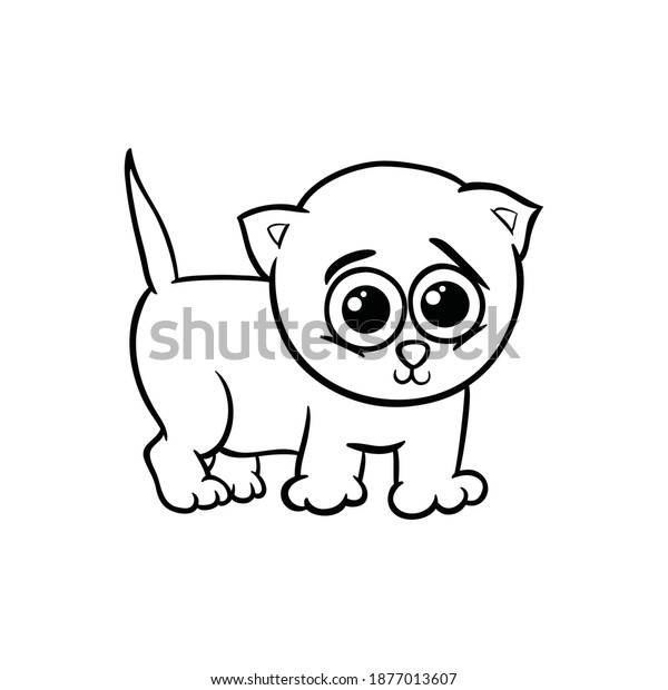 Coloring page sad cat cute cartoon stock vector royalty free