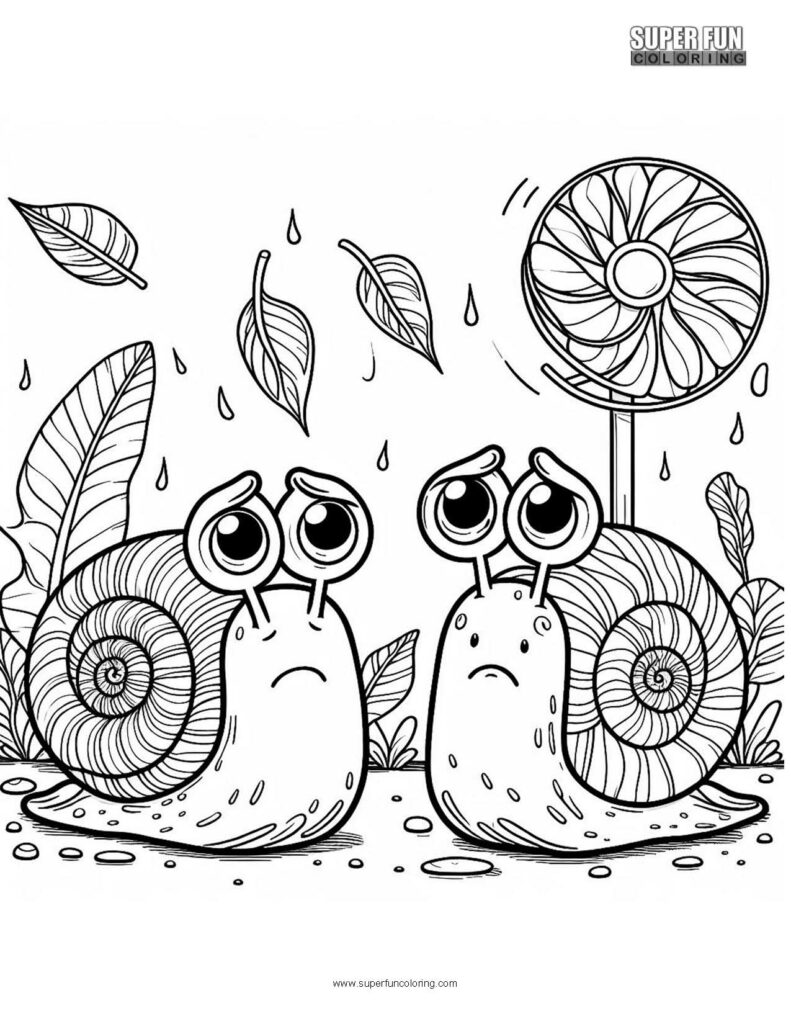 Sad snail coloring page
