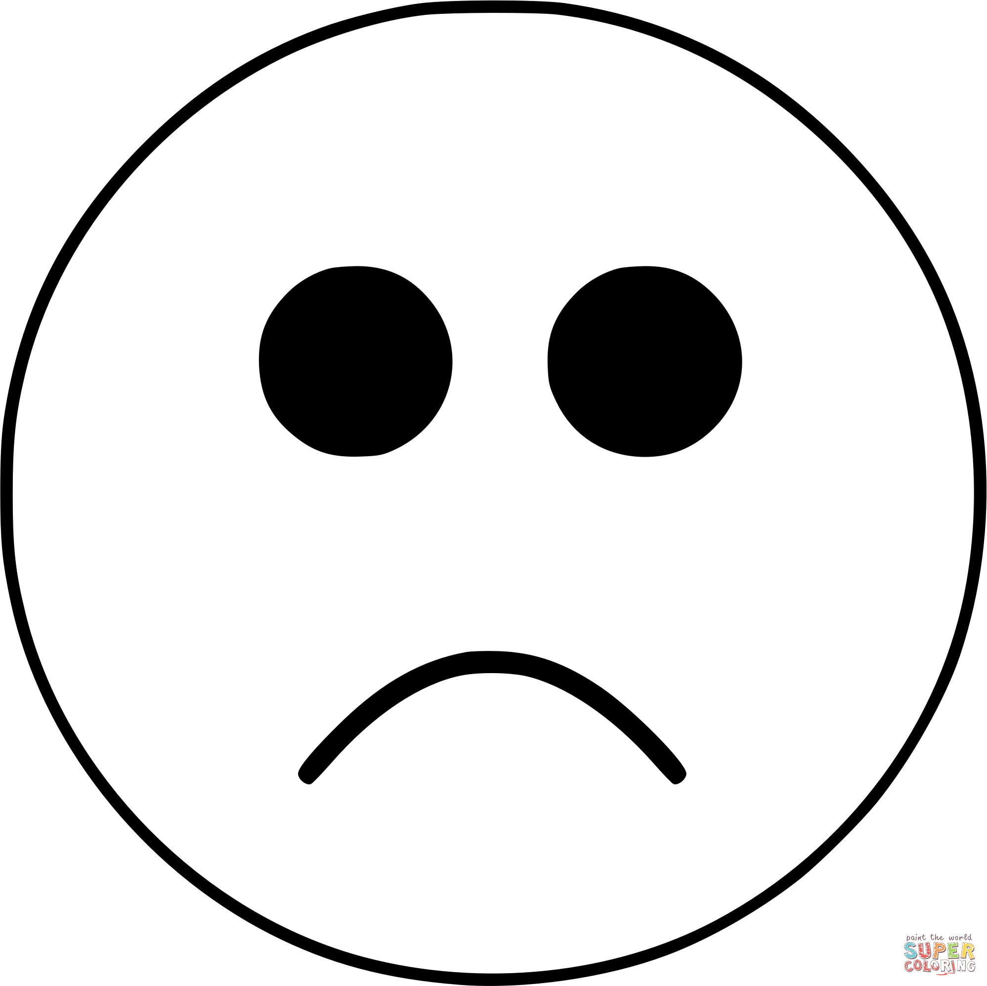 Sad smiley emoji face black and white coloring page free printable coloring pages