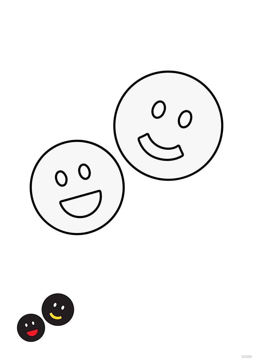 Free black smiley coloring page