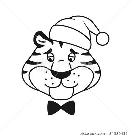 Black and white outline upset striped tiger in