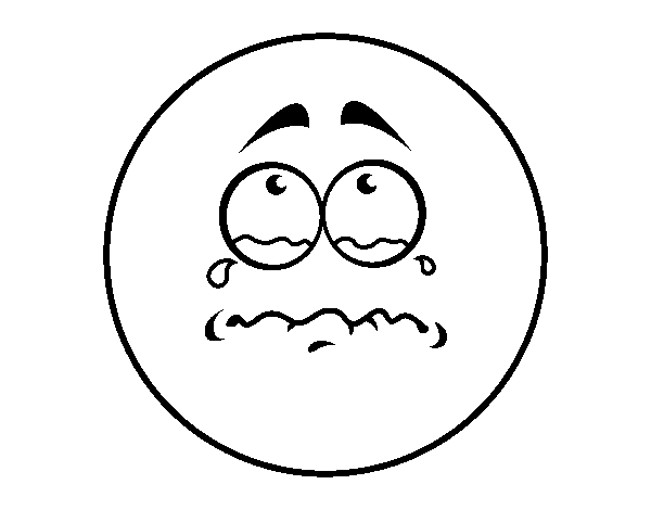 Tearful smiley coloring page