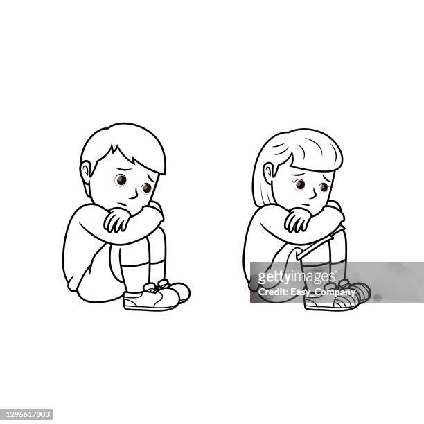 Sad black child crying rtoon stock photos high