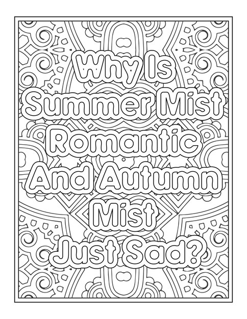 Premium vector fall quotes coloring page for adult coloring book
