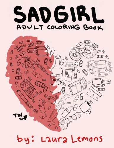 Sad girl adult coloring book