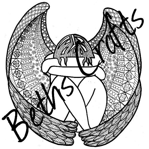 Sad angel design adult colouring page doodle art pdfjpg zentangle