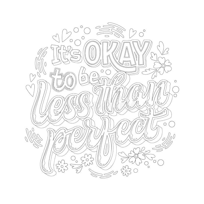 Stop depression typography coloring page for adults its okay to do be less than perfect