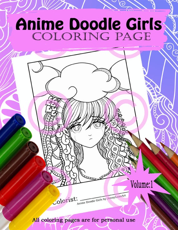 Rain sad crying face anime manga zendoodle tangle coloring page for adult coloring