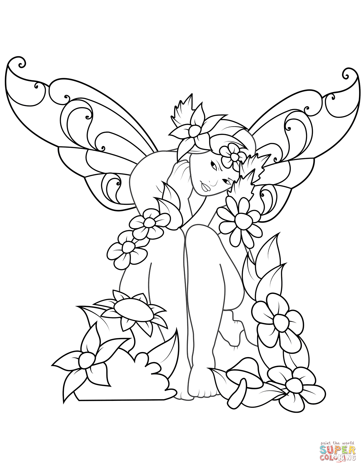 Sad fairy coloring page free printable coloring pages