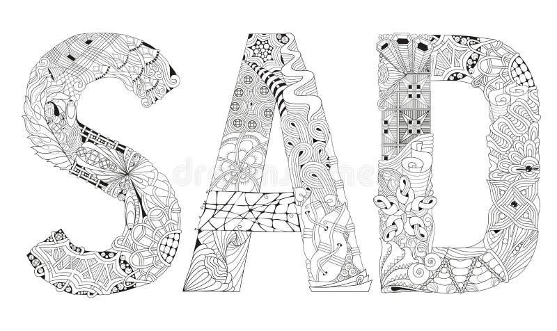 Word sad for coloring vector decorative zentangle object stock vector