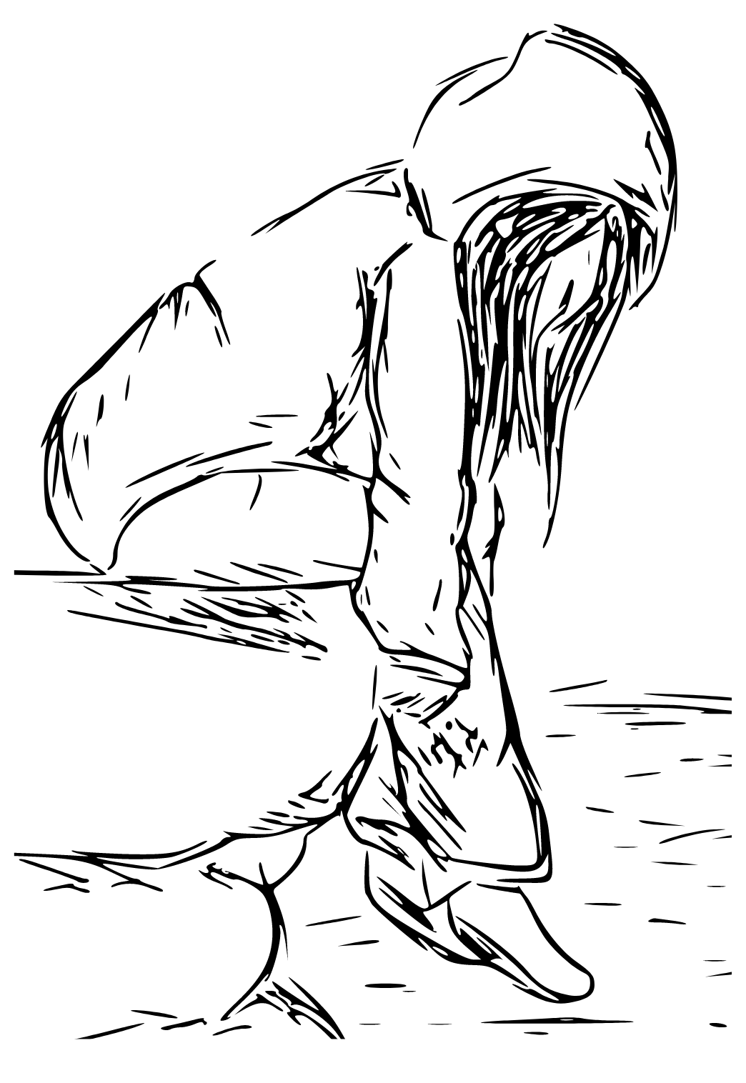 Free printable sad abyss coloring page for adults and kids