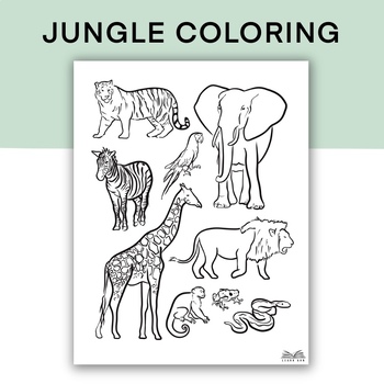 Safari animals coloring page african jungle animals activity worksheet