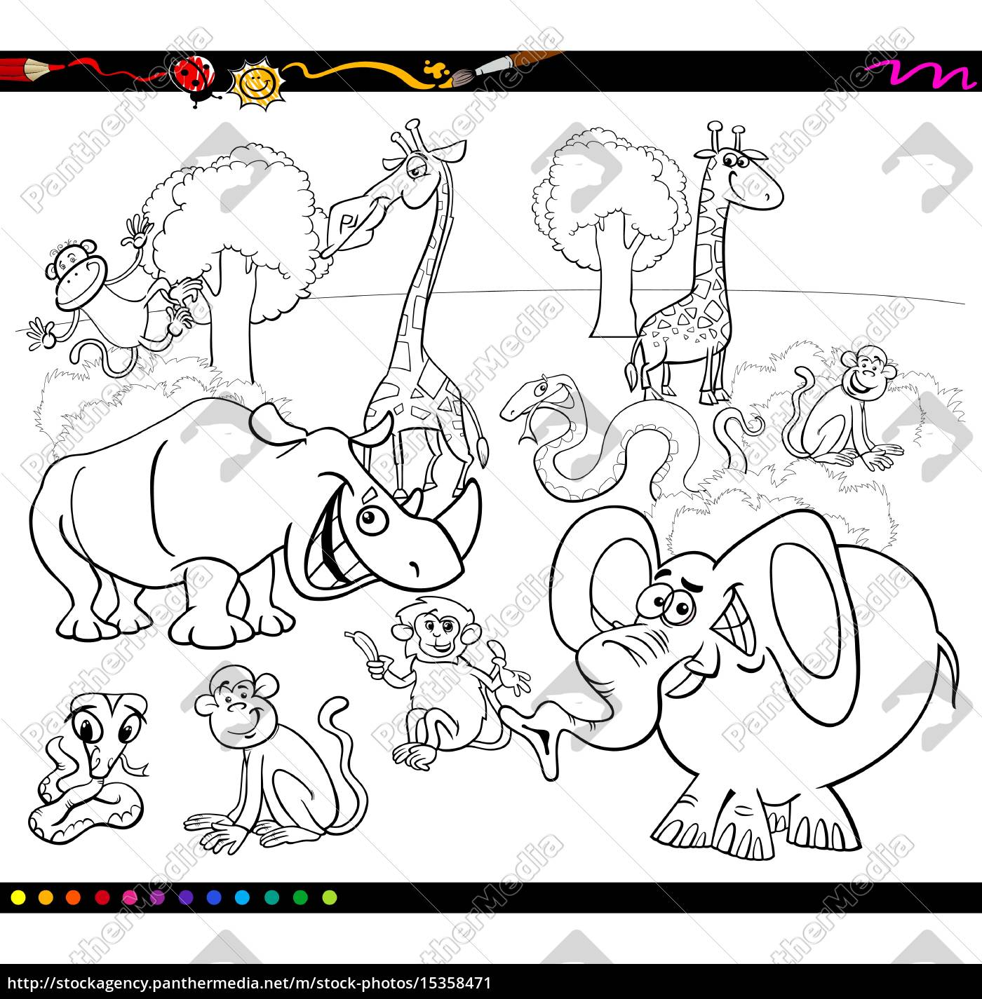 Safari animals coloring book