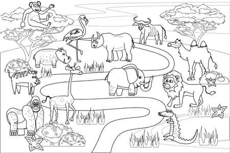 Zoo coloring pages stock vector illustration and royalty free zoo coloring pages clipart