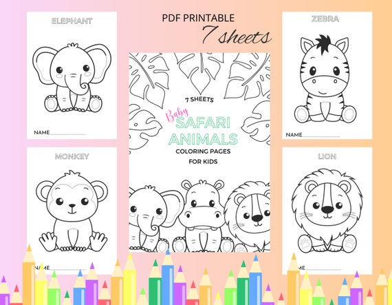 Safari animals coloring pages cute jungle animals coloring for