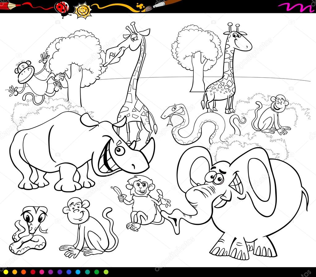 Safari animals coloring book stock vector by izakowski