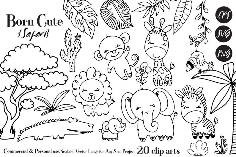 Safari baby animals svg files for cricut clip art