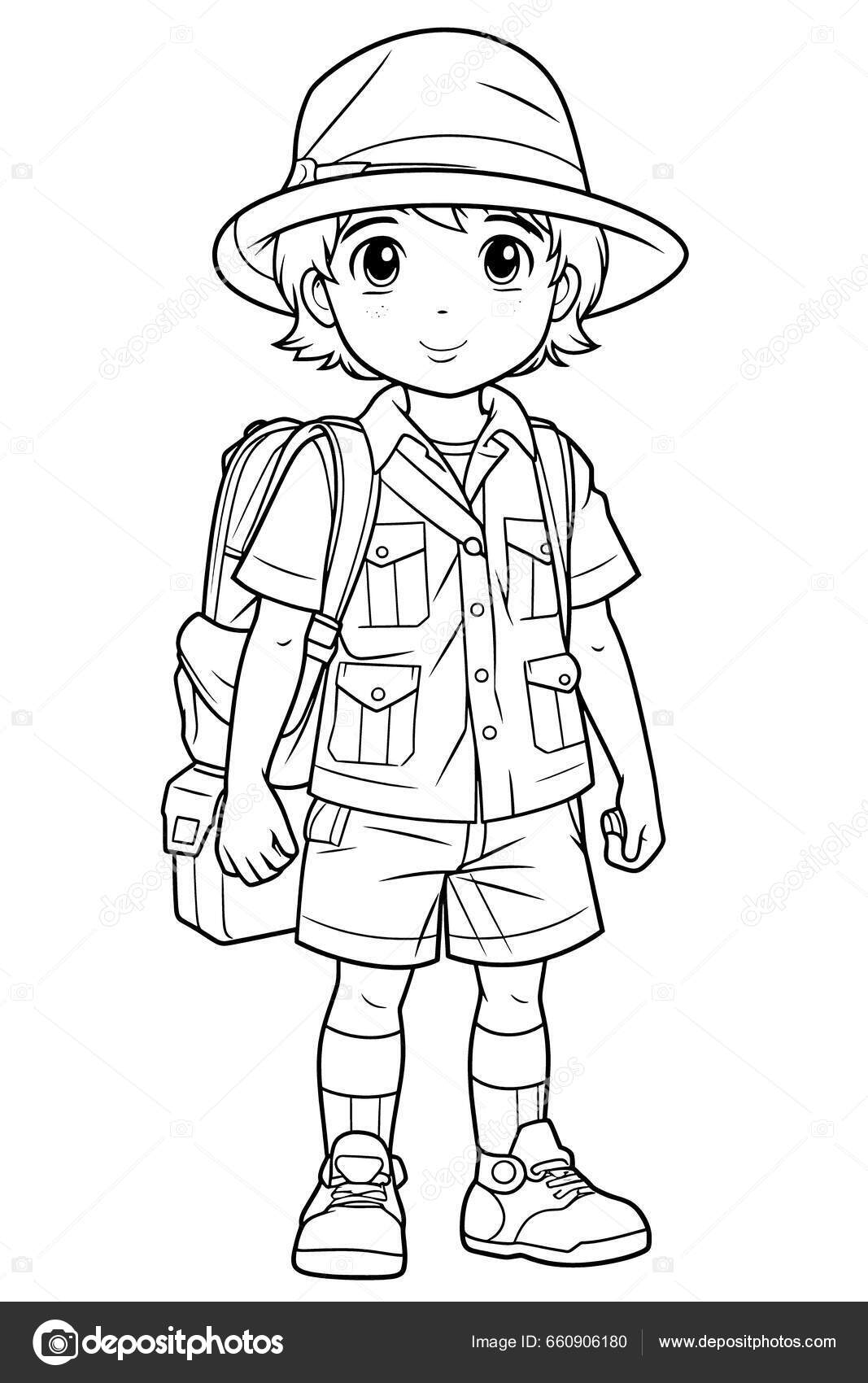 Black white coloring pages kids simple lines cartoon style happy stock photo by george