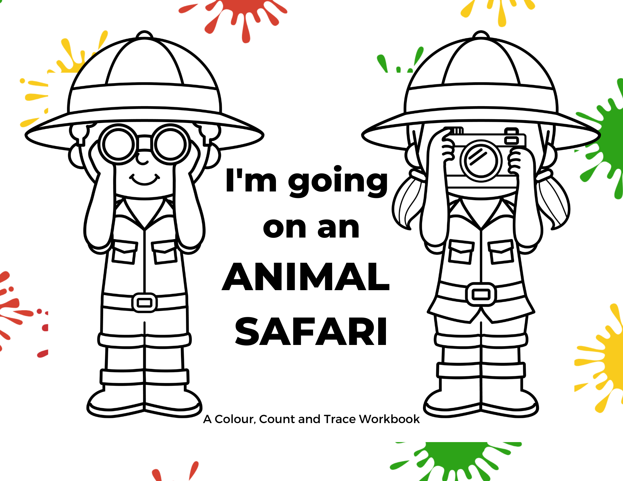 Animal coloring pages animal safari counting coloring pages sheets