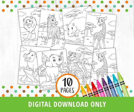 Buy wild safari animals coloring pages printable safari coloring pages safari game activity safari party jungle zoo party game pdf digital online in india