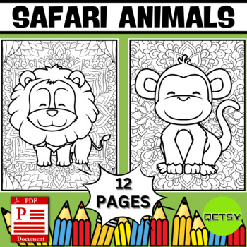 Safari animals coloring pages mindfulness coloring sheets cute safari animal