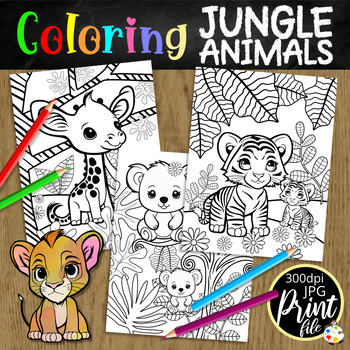Jungle safari animals coloring pages printable activity by prawny