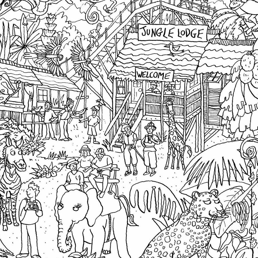 Jungle safari colouring in poster by really giant posters