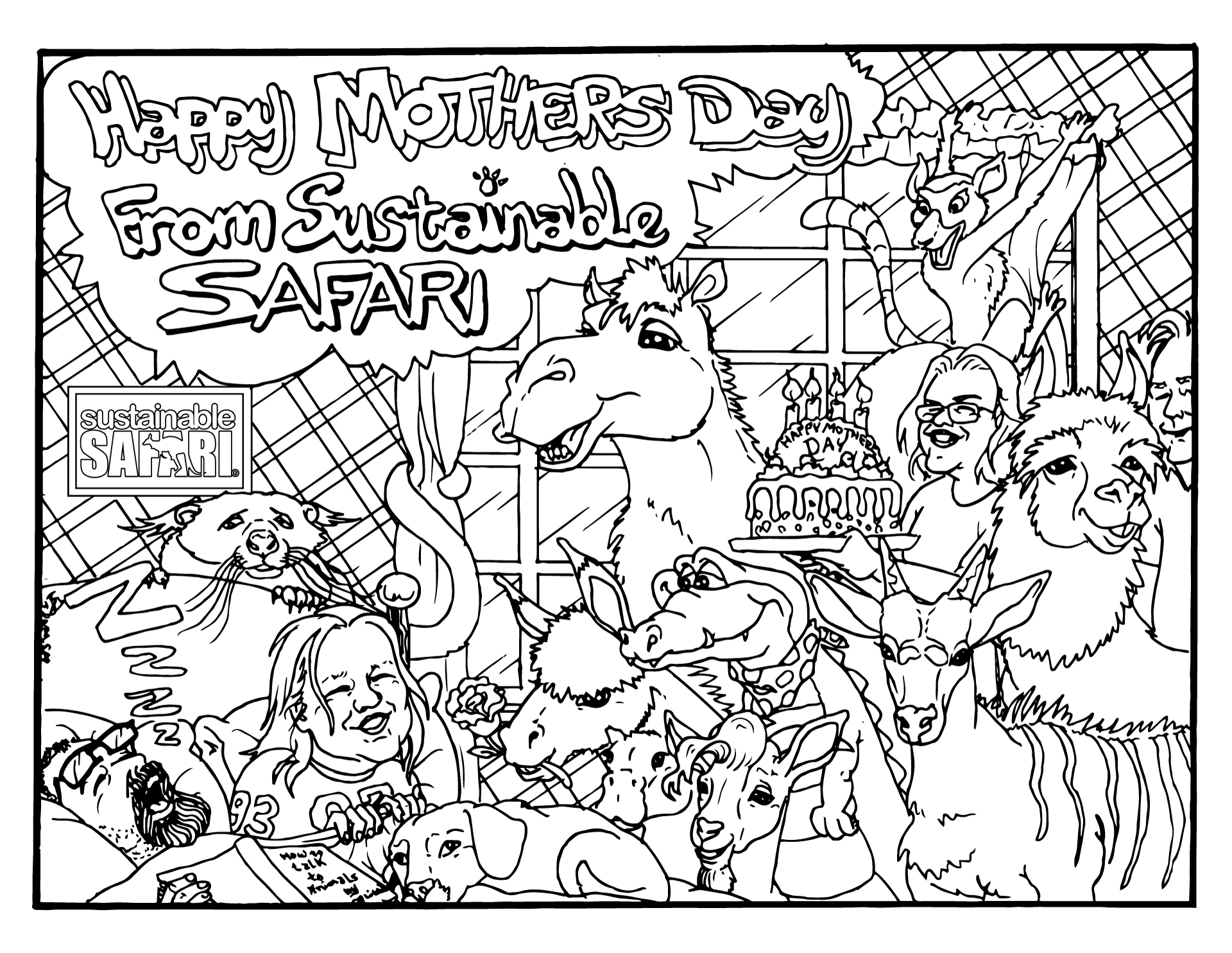 Coloring pages by sustainable safari