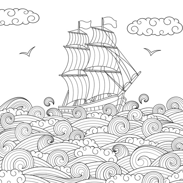 Thousand coloring page boat royalty