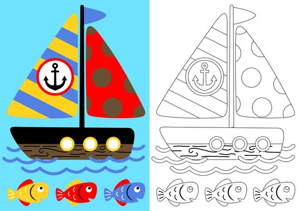 Thousand coloring page boat royalty