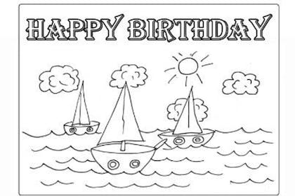 Birthday cards and pictures to print and colour